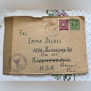 Ephemera: WWI German Censored Mail Cover-U.S. Civil Censorship | Deutsche Post